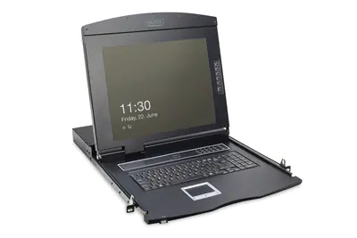 DIGITUS 17" LCD KVM-Konsole, 8-Port CAT 5, US-Tastatur DS-72210-4US