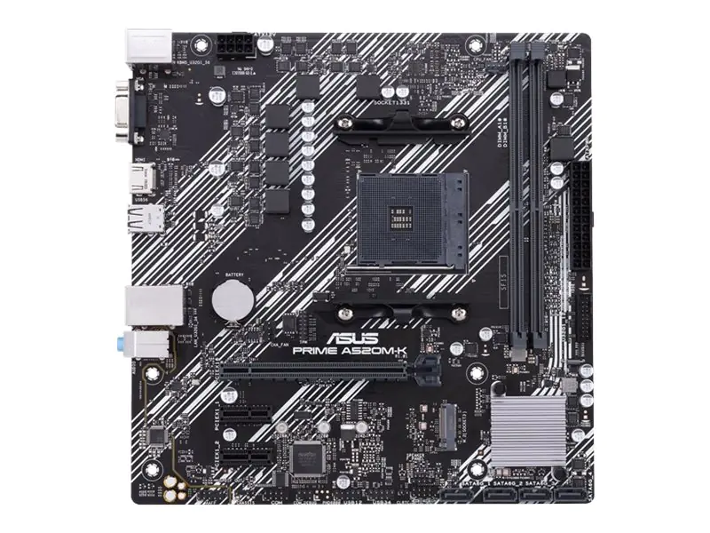 ASUS PRIME A520M-K - Motherboard - micro ATX - Socket AM4 - AMD A520 Chipsatz - USB 3.2 Gen 1 - Gigabit LAN - Onboard-Grafik (CPU erforderlich) - HD Audio (8-Kanal)