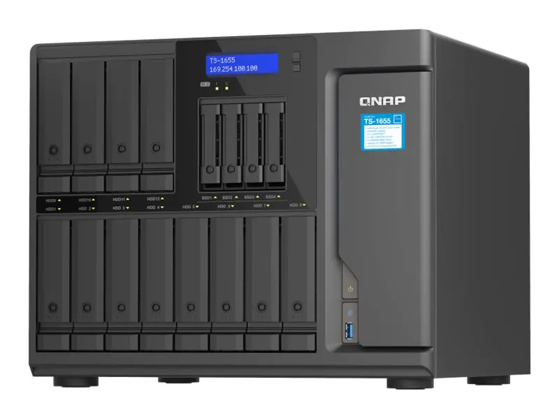 QNAP TS-1655 - NAS-Server - 16 Schächte - SATA 6Gb/s - RAID JBOD, RAID 0, 1, 5, 6, 10, 50, 60 - RAM 8 GB - 2.5 Gigabit Ethernet - iSCSI Support