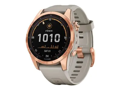 Garmin Fenix 7S Pro - 42 mm - rotgold - Sportuhr mit Band - Silikon - sandfarben - Handgelenkgröße: 108-182 mm - Anzeige 3.04 cm (1.2") 010-02539-11