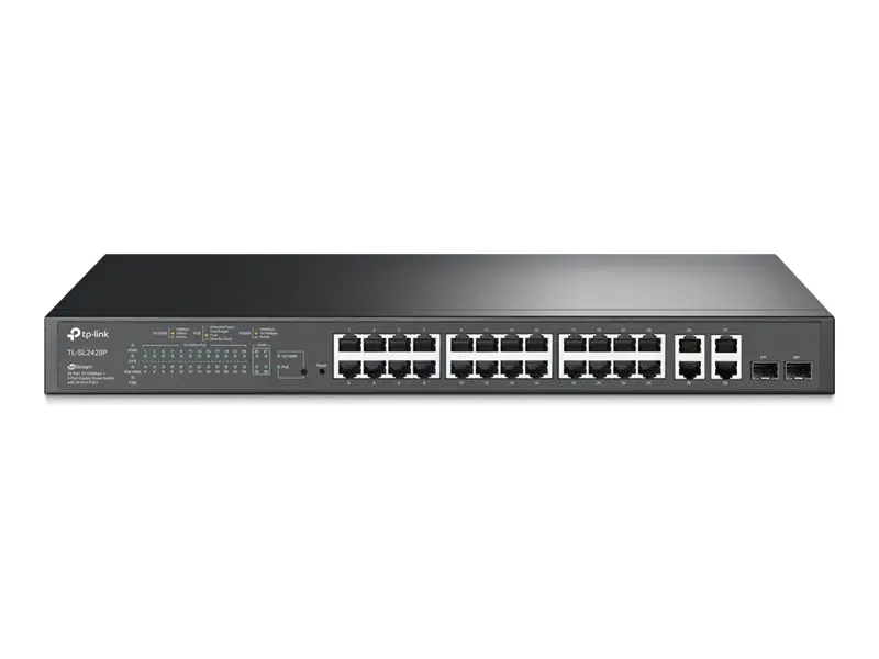 TP-LINK JetStream TL-SL2428P V6.6 - Switch - L3 - Smart - 24 x 10/100 + 2 x Kombi-Gigabit-SFP - an Rack montierbar - PoE+ (250 W)