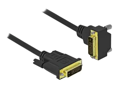 Delock - DVI-Kabel - Dual Link - DVI-D (M) gewinkelt zu DVI-D (M) - 1 m - Daumenschrauben - Schwarz