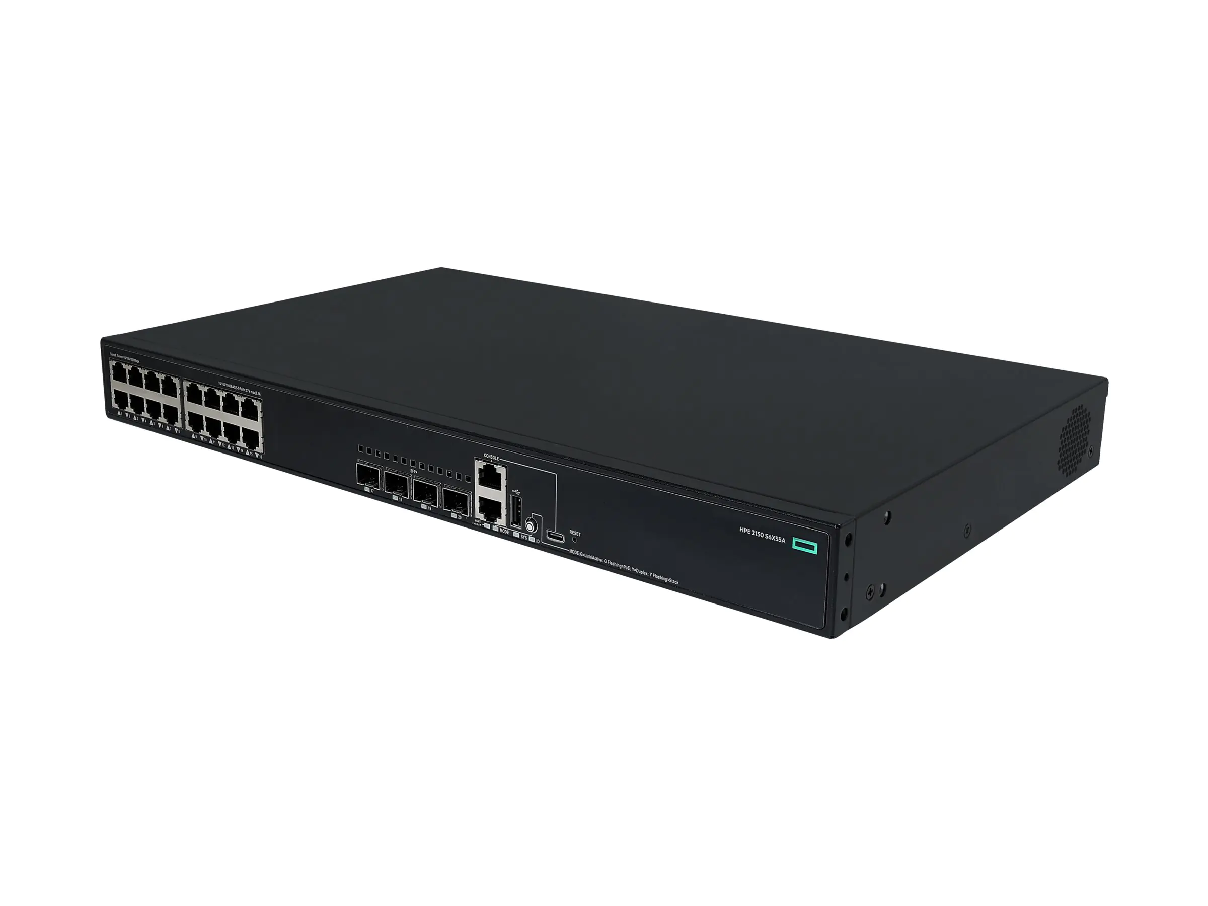 HPE Networking Comware 2150 16p 10M/100M/1G PoE+ 4p SFP+ 1G/10G 248W - Switch - L3 - managed - 16 x 10/100/1000Base-T (PoE+) S6X55A#ABB