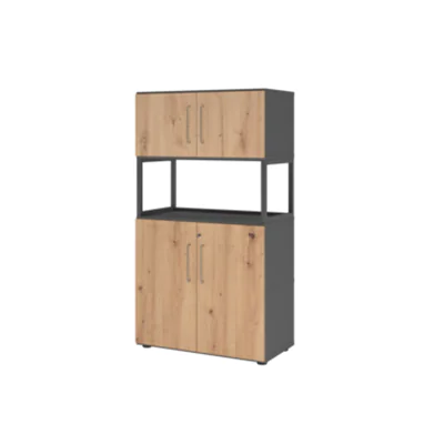 Hammerbacher Regalschrank FlexWall 800 x 1.452 x 417 mm (B x H x T) Flügeltür ohne Rollen Holz