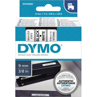 DYMO D1 - Selbstklebend - Schwarz auf Weiß - Rolle (0,9 cm x 7 m) 1 Kassette(n) Etikettenband - für LabelMANAGER 100, 160, 210, 220, 260, 280, 300, 360, 420, Wireless PnP; LabelPOINT 250 DYMO D1 - Selbstklebend - Schwarz auf Weiß - Rolle (0,9 cm x 7 m) 1 Kassette(n) Etikettenband - für LabelMANAGER 100, 160, 210, 220, 260, 280, 300, 360, 420, Wireless PnP; LabelPOINT 250