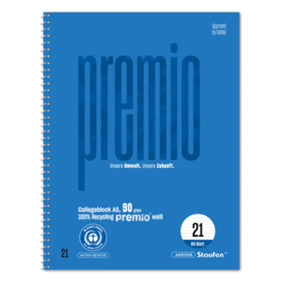 Staufen Collegeblock Premio DIN A5 liniert 90g/m² blau 80 Bl. Staufen Collegeblock Premio DIN A5 liniert 90g/m² blau 80 Bl.
