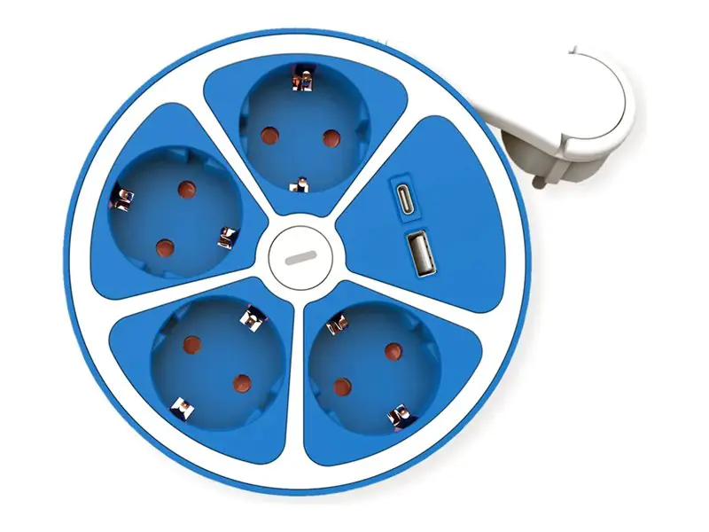 ROTRONIC-SECOMP Roline - Steckdosenleiste - 4-way, with switch, round - Wechselstrom 250 V - 3600 Watt - Eingabe, Eingang power CEE 7/7 - Ausgangsanschlüsse: 4 (4 x CEE 7/3, USB, 24 pin USB-C) 19.07.2341