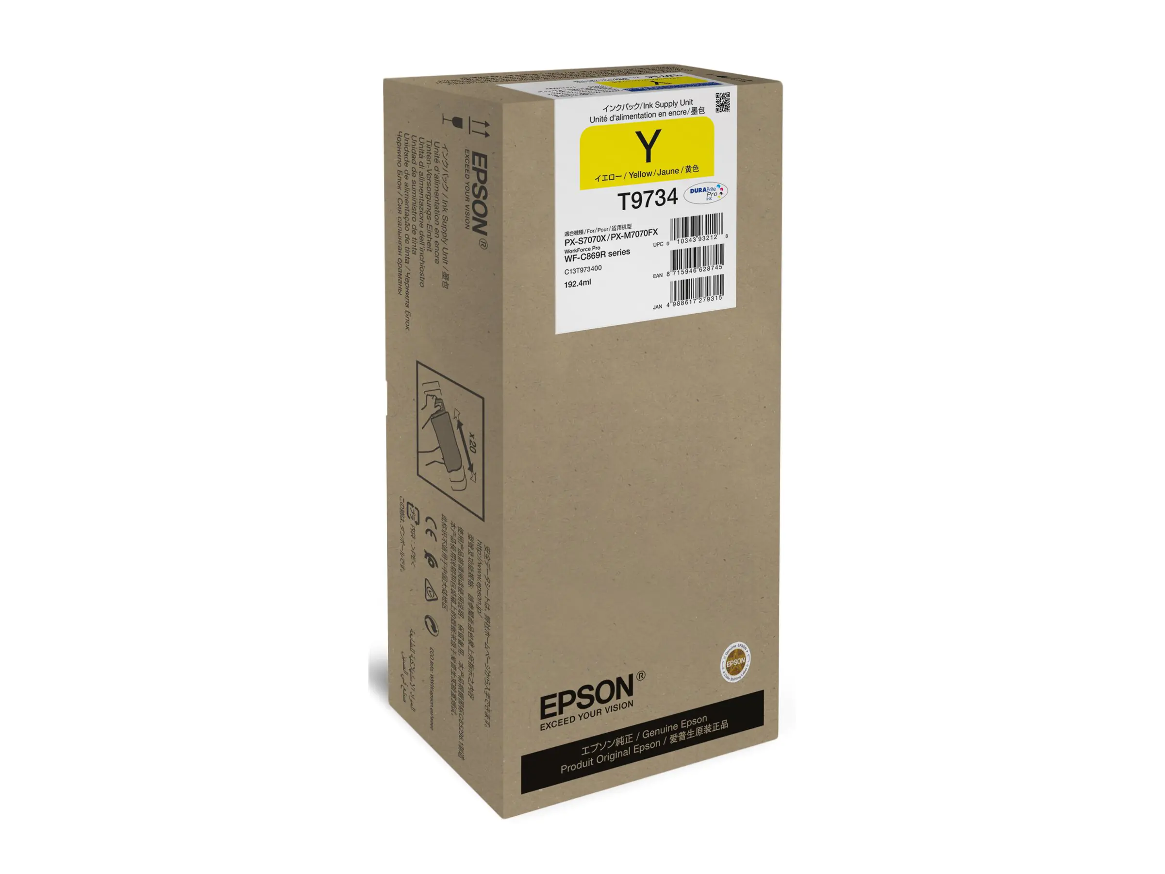 Epson T9734 - 192.4 ml - Größe XL - Gelb - original - Tinten-Packung - für WorkForce Pro WF-C869R