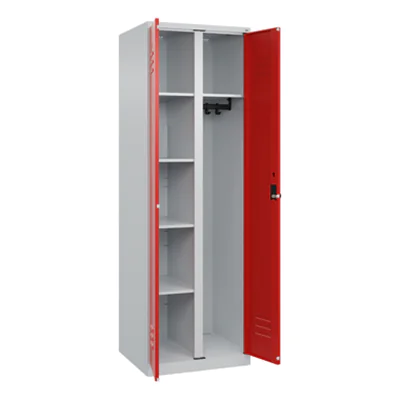 C+P Garderobenschrank Classic PLUS 600 x 1.850 x 500 mm (B x H x T) Stahl Farbe der Front: verkehrsrot Farbe des Korpus: lichtgrau