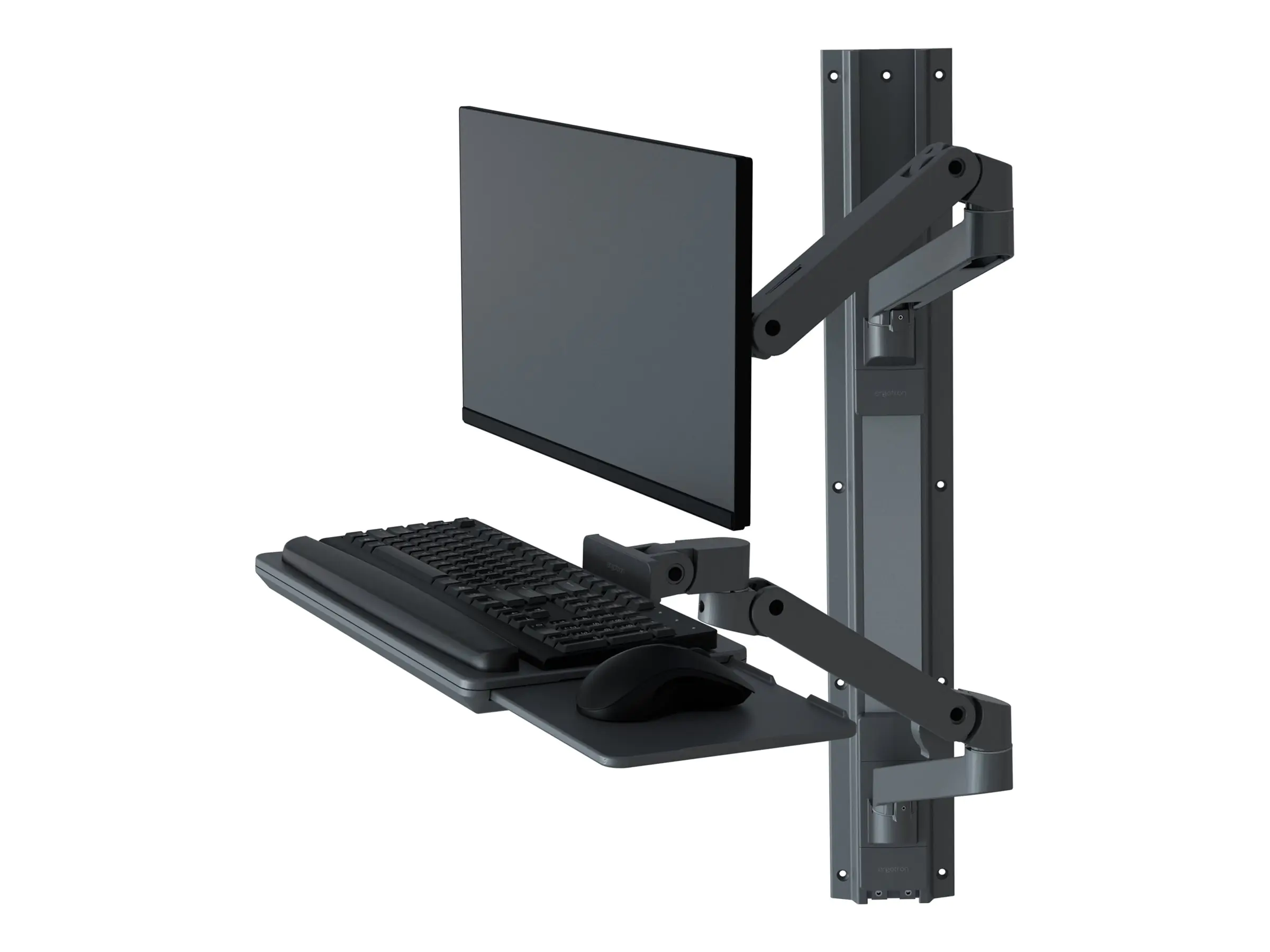 Ergotron LX Pro - Befestigungskit (2 Arme, 2 Aufsätze, Tastatur-Tablett, Mausablage zum Herausziehen, Maushalterung, 2 Wandhalterungssockel, Wandschiene 34", Wandbefestigung, 2 Kabelkanäle, Monitor-Schwenkarm, Tastaturdrehpunkt) - für LCD-Display / PC-Aus