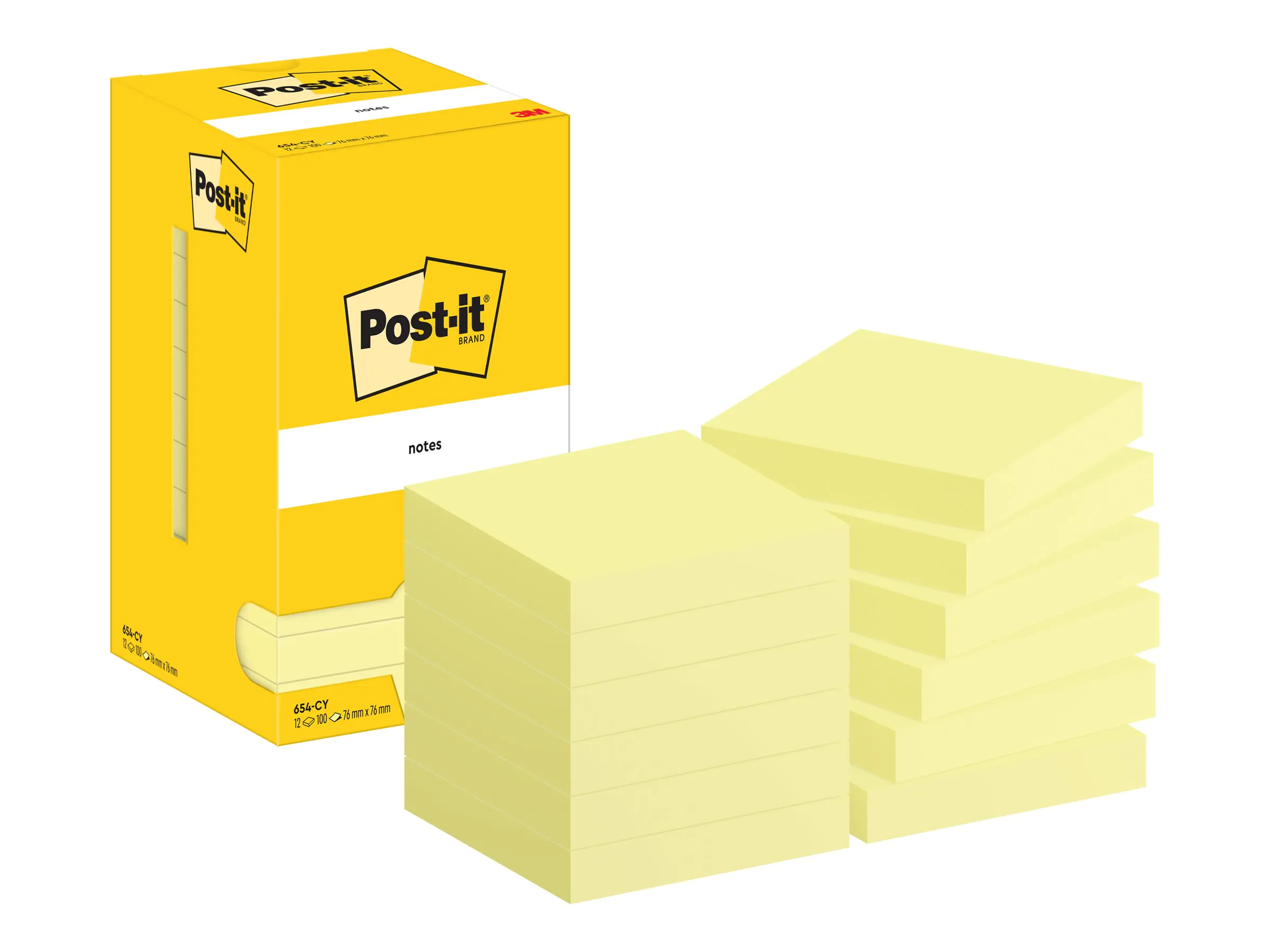 3M Post-it 654-CY - Notizen - 76 x 76 mm - 100 Blatt (12 x 100) 7100290160