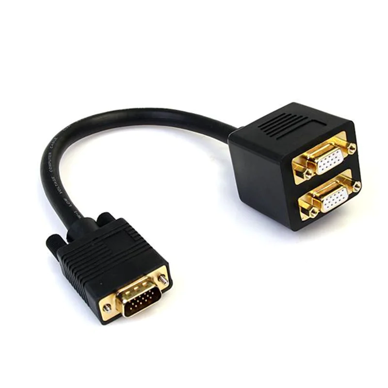 StarTech 30cm VGA auf 2x VGA Splitter-Kabel - St/Bu - VGA HD15 Y-Verteiler Stecker/Buchse - Vergoldet - VGA-Splitter - HD-15 (VGA) (M) zu HD-15 (VGA) (W) - 30 cm - Schwarz - für P/N: DP2VGAMM6, DP2VGAMM6B, HD2VGAMM6, MXT101MM