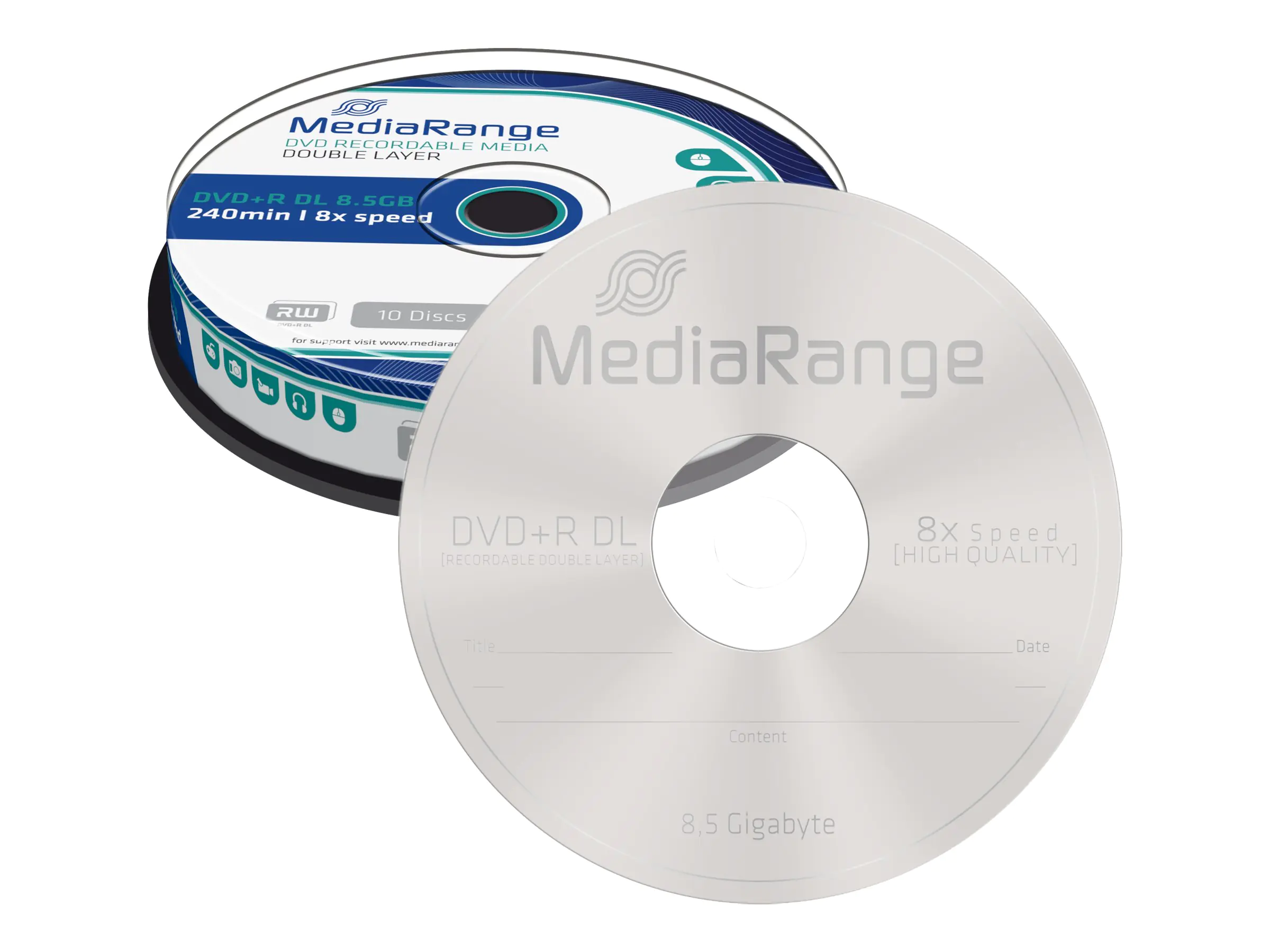MediaRange - 10 x DVD+R DL - 8.5 GB (240 Min.) 8x - Spindel MediaRange - 10 x DVD+R DL - 8.5 GB (240 Min.) 8x - Spindel