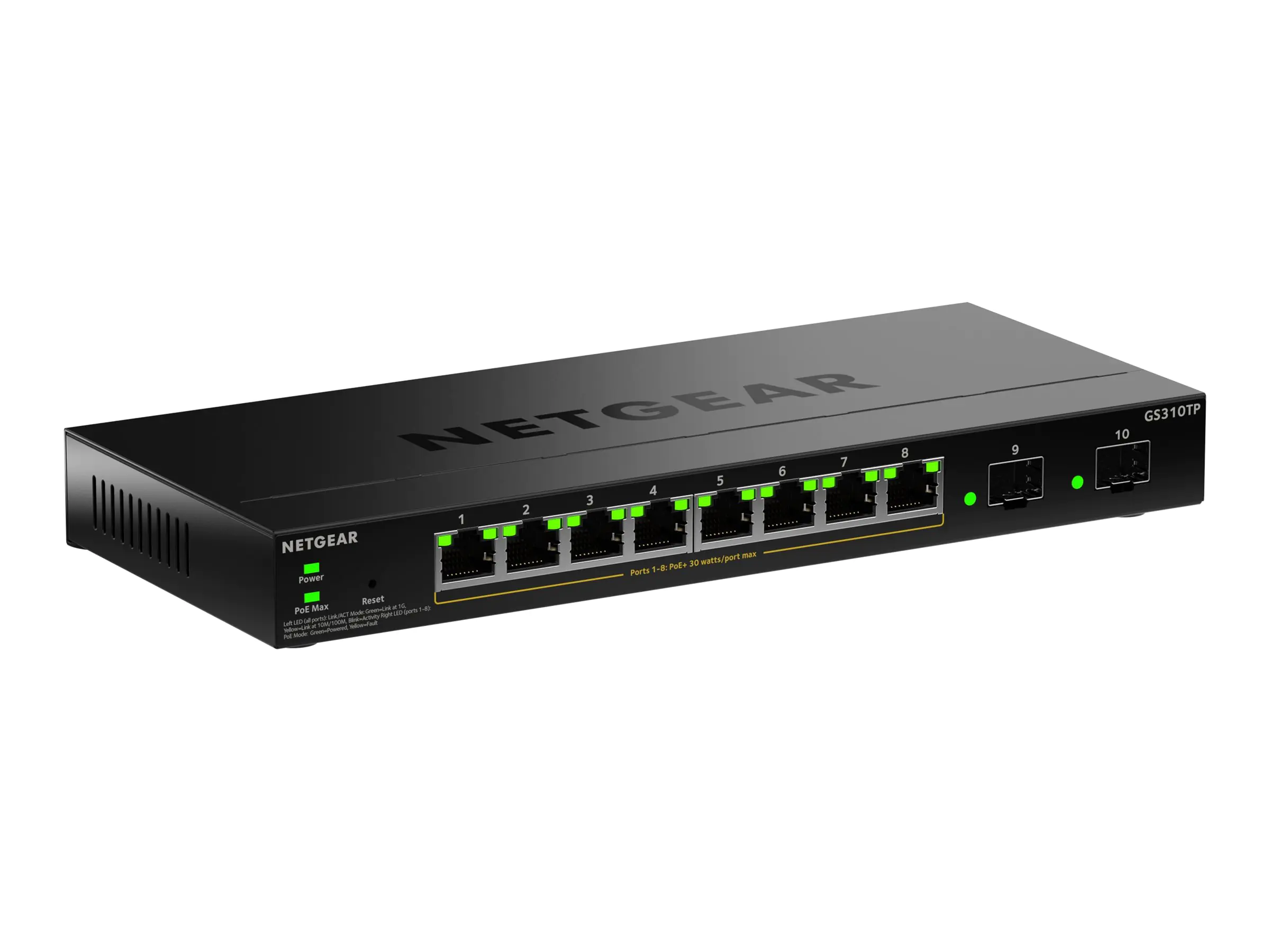 Netgear GS310TPv2 - Switch - 2+/L3 Lite - Smart - 8 x 10/100/1000 (PoE+) GS310TP-200EUS
