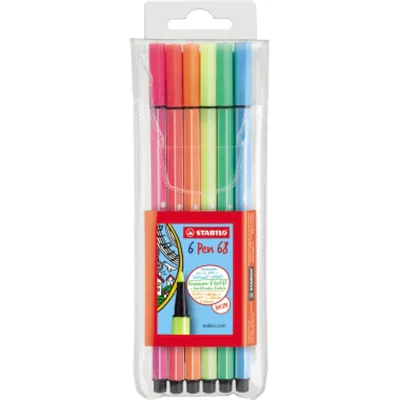 STABILO Fasermaler Pen 68 6806-1 Leuchtfarben 6 St./Pack. STABILO Fasermaler Pen 68 6806-1 Leuchtfarben 6 St./Pack.