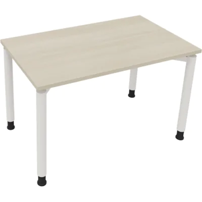 Schreibtisch Vierfuß Rundrohr B1200xT700xH680-820 ws/Akazie hell