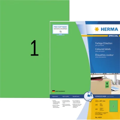 HERMA Etikett SPECIAL 4404 210x297mm grün 100 St./Pack. HERMA Etikett SPECIAL 4404 210x297mm grün 100 St./Pack.