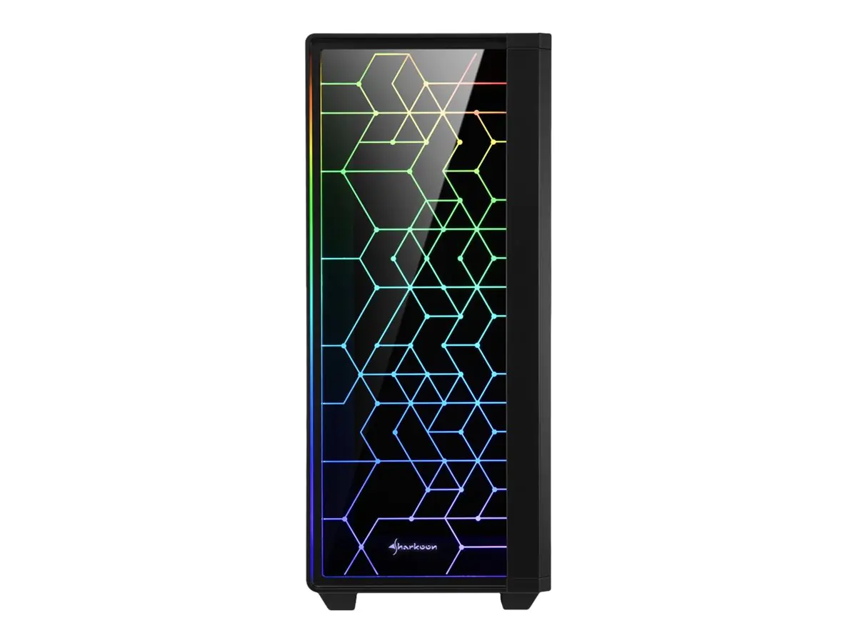 Sharkoon RGB LIT 100 - Tower - ATX - Seitenteil mit Fenster (gehärtetes Glas) - keine Spannungsversorgung - USB/Audio