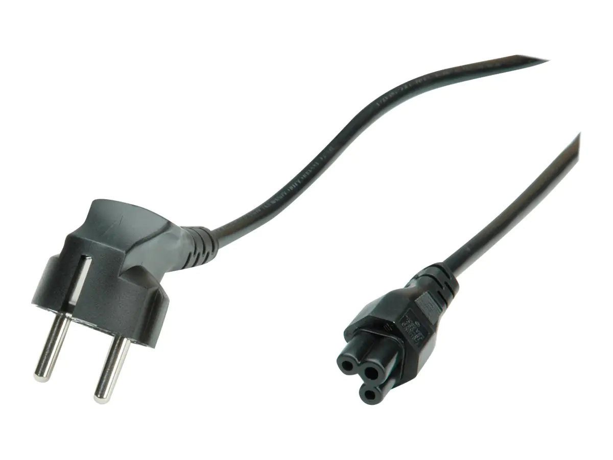 VALUE - Stromkabel - CEE 7/7 (M) zu IEC 60320 C5 - Wechselstrom 250 V - 1.8 m - 90° Stecker - Schwarz