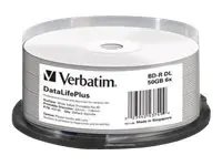 Verbatim DataLifePlus - 25 x BD-R DL - 50 GB 6x - breite bedruckbare Oberfläche - Spindel