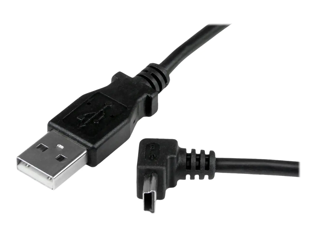 StarTech 1m USB auf Mini USB Anschlusskabel 90° gewinkelt - USB A zu Mini B Kabel - 1 x USB A (St), 1 x USB Mini B (St) - Schwarz - USB-Kabel - USB (M) zu Mini-USB, Typ B (M) - 1 m - 90° Stecker - Schwarz