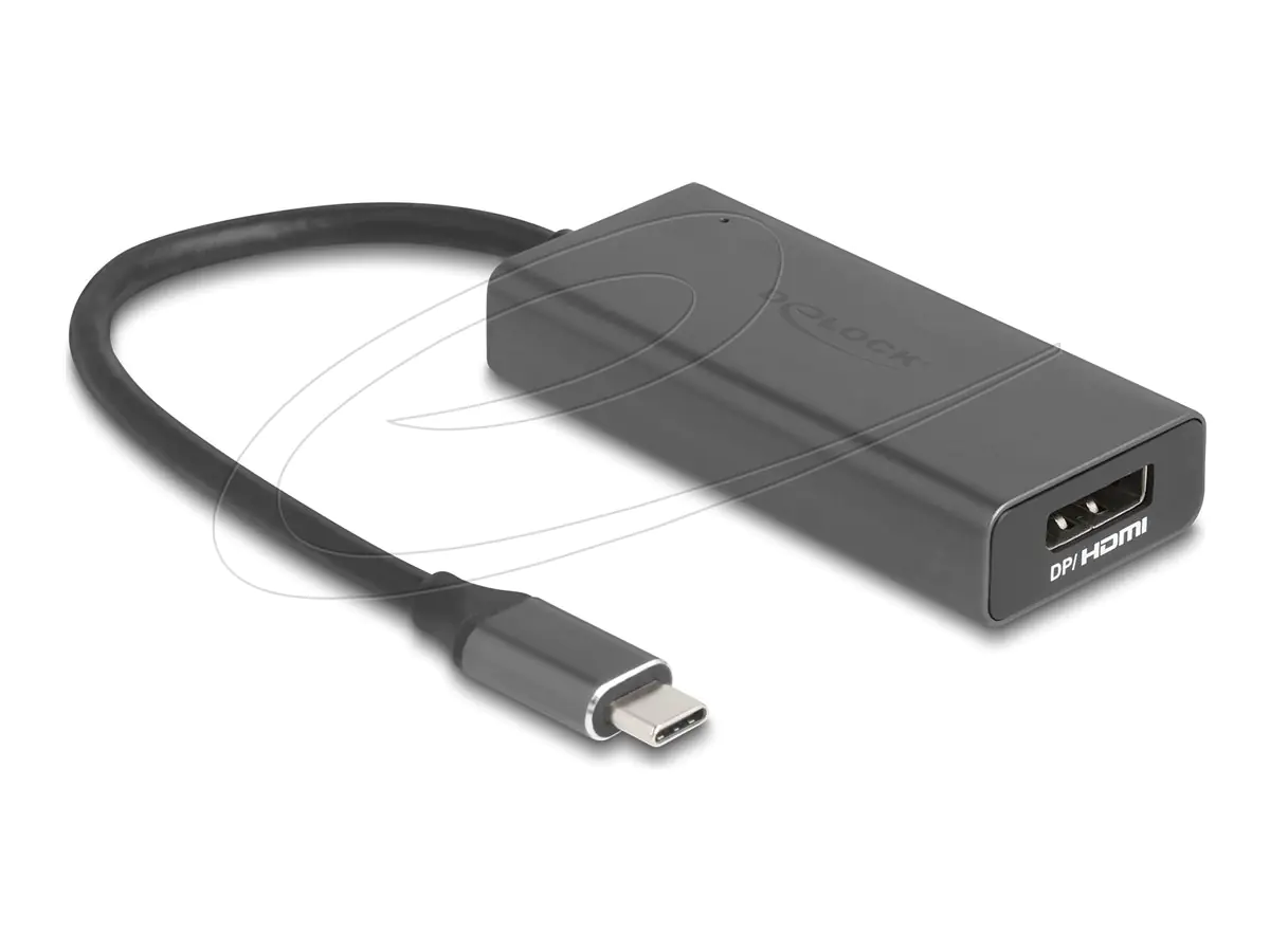 Delock Adapterkabel - 24 pin USB-C männlich zu HDMI, DisplayPort weiblich - Grau - 8K120Hz (7680