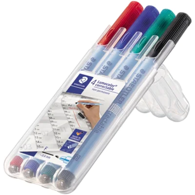 STAEDTLER Folienstift Lumocolor 305M WP4-1 F M f. sort. 4 St./Pack STAEDTLER Folienstift Lumocolor 305M WP4-1 F M f. sort. 4 St./Pack