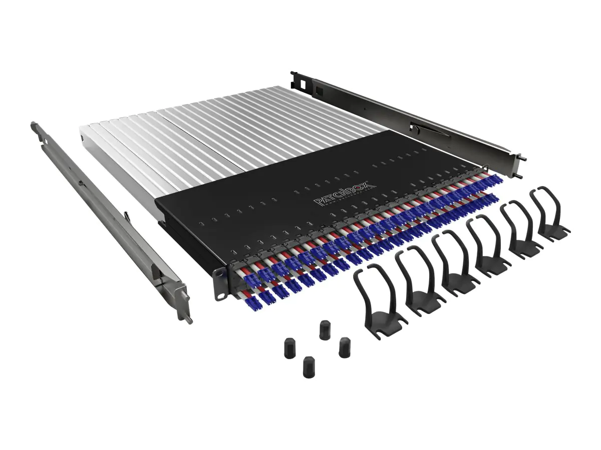 PATCHBOX PLUS+ SYSTEM OS2 - Kabelmanagementsystem mit selbst einziehenden Patchkabeln - 1.7 m - LC x 24 - RAL 9005 - 1U - 48.3 cm (19") P60SMAOS21124Y