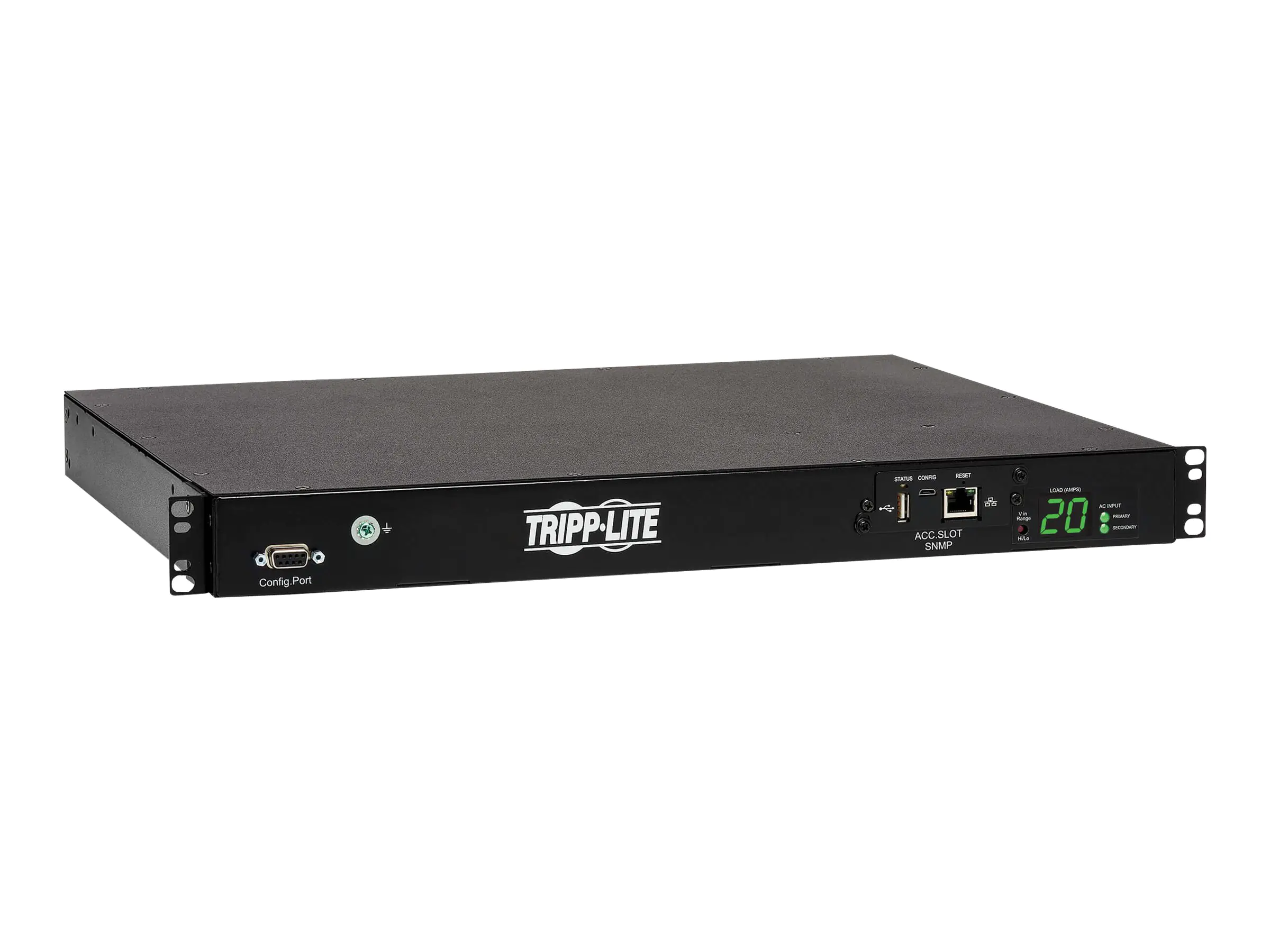 Tripp Lite PDU Switched ATS 200-240V 16/20A 8 C13 2 C19 C20 Horizontal 1URM - Horizontal rackmount - Stromverteilungseinheit (Rack - einbaufähig) - 16 A - Wechselstrom 200-240 V - 3.8 kW - Ethernet - Eingabe, Eingang IEC 60320 C20 - Ausgangsanschlüsse: 10