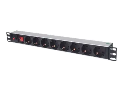 Intellinet 19" 8-fach Steckdosenleiste, Schutzkontakt, Überlastschalter, Netzschalter, 3 m Stromkabel, 1 HE - Steckdosenleiste (Rack - einbaufähig) - Wechselstrom 250 V - Eingabe, Eingang CEE 7/4 - Ausgangsanschlüsse: 8 (CEE 7/3) - 1U - 48.3 cm (19") - 3 Intellinet 19" 8-fach Steckdosenleiste, Schutzkontakt, Überlastschalter, Netzschalter, 3 m Stromkabel, 1 HE - Steckdosenleiste (Rack - einbaufähig) - Wechselstrom 250 V - Eingabe, Eingang CEE 7/4 - Ausgangsanschlüsse: 8 (CEE 7/3) - 1U - 48.3 cm (19") - 3
