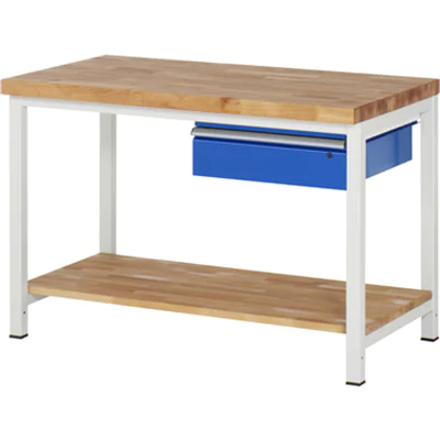 RAU Werkbank 8000 1.250 x 840-1.040 x 700 mm (B x H x T) enzianblau lichtgrau