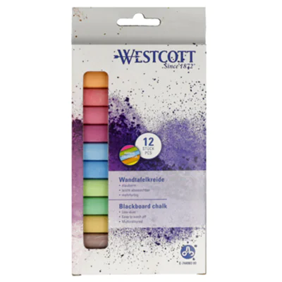 Westcott Tafelkreide ohne Papierhülle farbig sortiert 12 St./Pack.