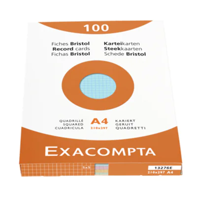 Exacompta Karteikarte DIN A4 kariert je 25 x grün, rosa, gelb, azurblau 100 St./Pack. Exacompta Karteikarte DIN A4 kariert je 25 x grün, rosa, gelb, azurblau 100 St./Pack.