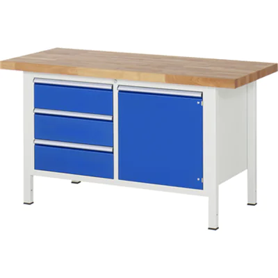 RAU Werkbank 8000 1.500 x 840-1.040 x 700 mm (B x H x T) enzianblau lichtgrau