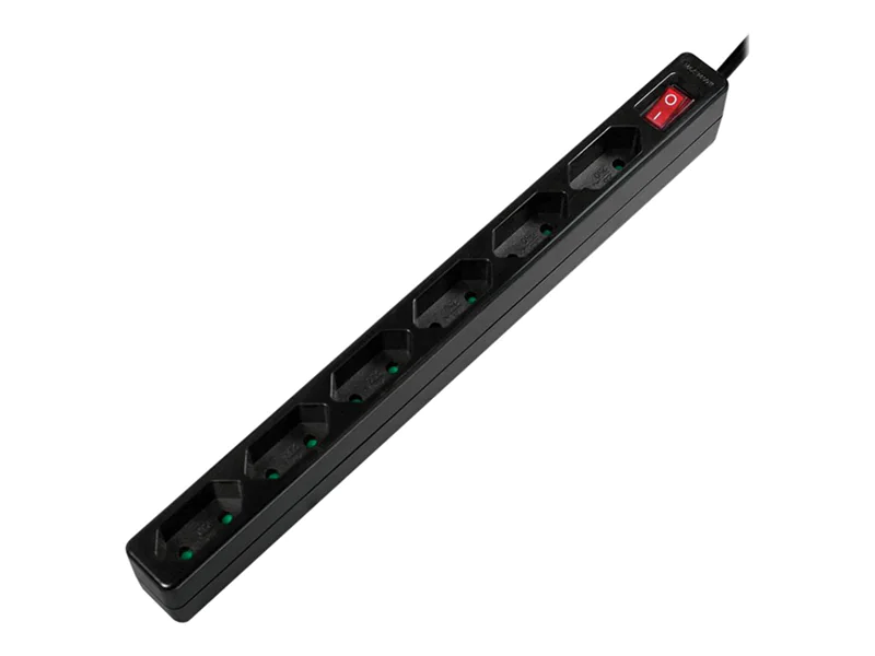 LogiLink Slim - Steckdosenleiste - Wechselstrom 250 V - 3400 Watt - Ausgangsanschlüsse: 6 (6 x Eurostecker) LPS232B