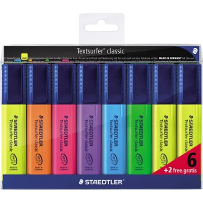 STAEDLER Textmarker classic 364 A WP8 1-5mm sort. 8 St./Pack. STAEDLER Textmarker classic 364 A WP8 1-5mm sort. 8 St./Pack.
