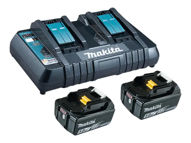 Makita - Batterieladegerät + Batterie 2 x - Li-Ion - 5 Ah - 2 x Batterien laden