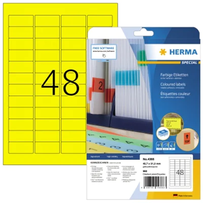 HERMA Etikett Special 4366 45,7x21,2mm gelb 960 St./Pack. HERMA Etikett Special 4366 45,7x21,2mm gelb 960 St./Pack.