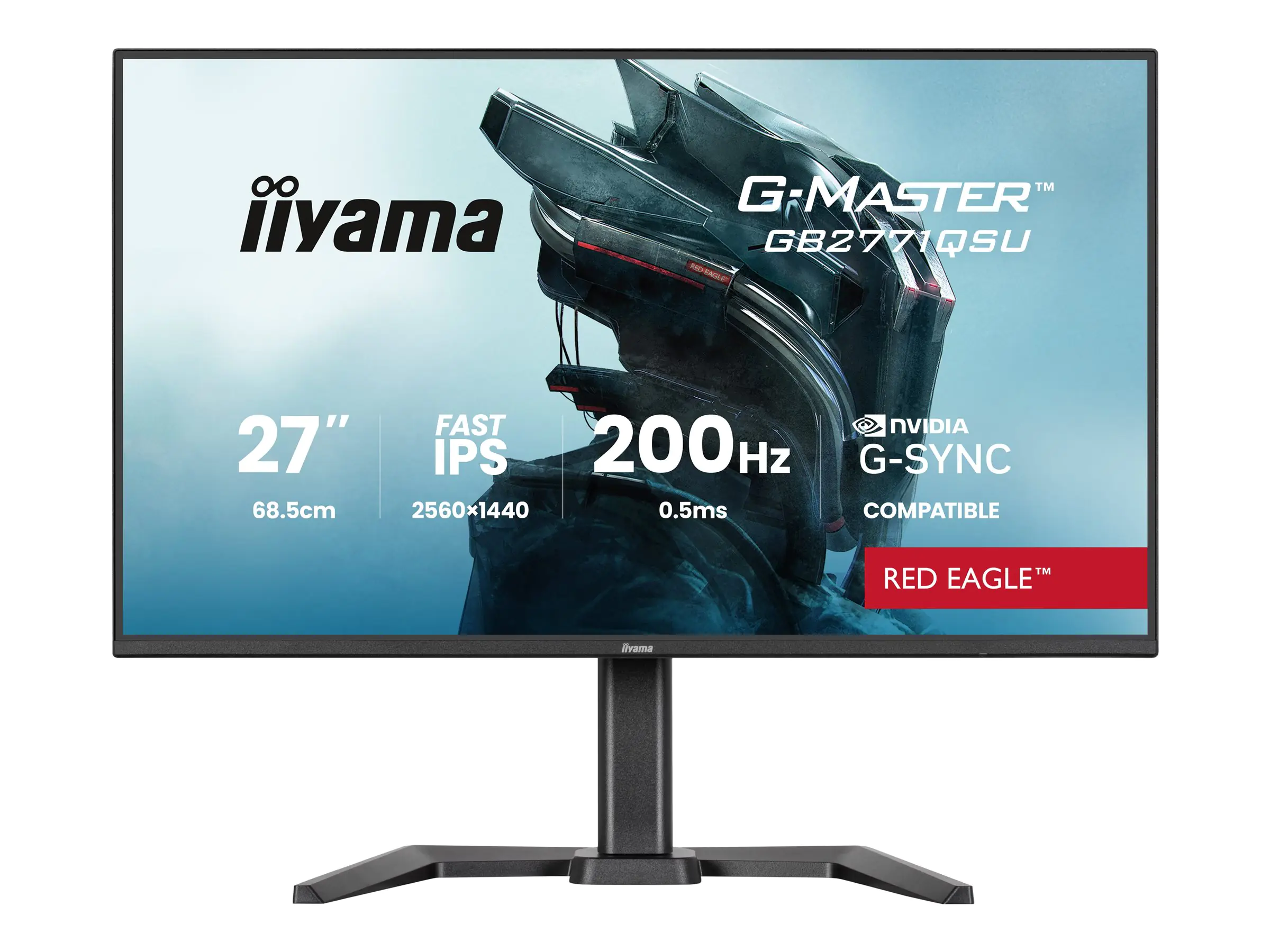 Iiyama G-MASTER Red Eagle GB2771QSU-B1 - LED-Monitor - 68.6 cm (27") - 2560 x 1440 QHD @ 200 Hz - IPS - 350 cd/m² - 1200:1 - 0.5 ms - HDMI, DisplayPort - Lautsprecher - Schwarz, Matte