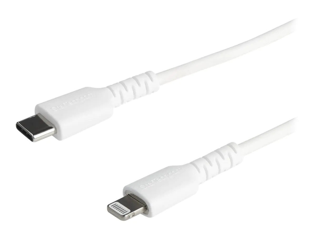 StarTech 1m USB-C auf Lightning-Kabel - Hochbelastbare, robuste Aramidfaser - USB Typ-C auf Lightningkabel - Lade-/Synchronisationskabel - Apple MFi-zertifiziert iPad/iPhone 12 - Weiß (RUSBCLTMM1MW) - Lightning-Kabel - Lightning männlich zu 24 pin USB-C m StarTech 1m USB-C auf Lightning-Kabel - Hochbelastbare, robuste Aramidfaser - USB Typ-C auf Lightningkabel - Lade-/Synchronisationskabel - Apple MFi-zertifiziert iPad/iPhone 12 - Weiß (RUSBCLTMM1MW) - Lightning-Kabel - Lightning männlich zu 24 pin USB-C m