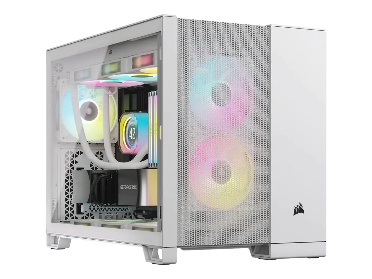 CORSAIR 2500D AIRFLOW - Mid tower - micro ATX - Seitenteil mit Fenster (gehärtetes Glas) - keine Spannungsversorgung (ATX) - weiß - USB/Audio