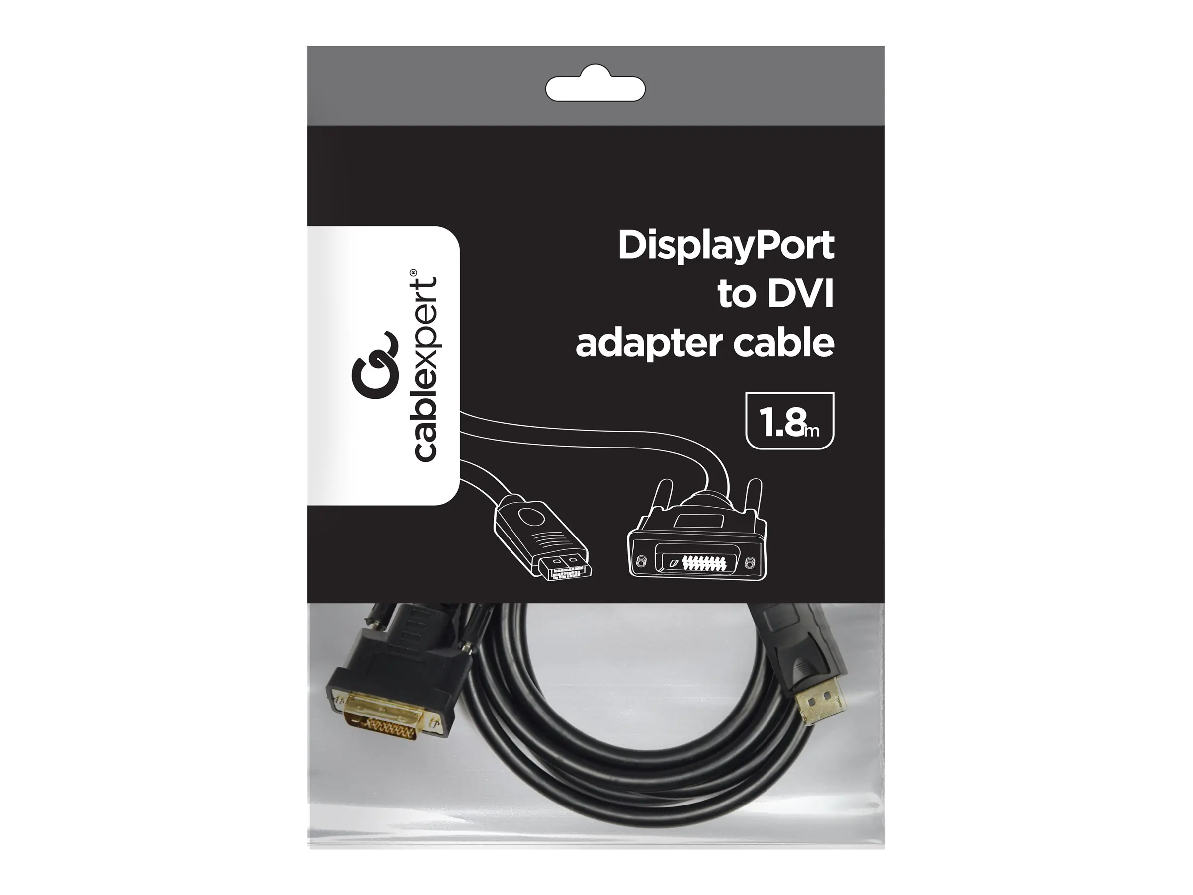 Cablexpert CC-DPM-DVIM - Videokabel - DisplayPort (M) zu DVI-D (M) - 1.8 m - geformt - Schwarz