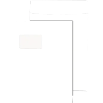 MAILmedia Faltentasche DIN C4 229 x 324 mm (B x H) mit Fenster 140g/m² mit Haftklebung Papier weiß 100 St./Pack. MAILmedia Faltentasche DIN C4 229 x 324 mm (B x H) mit Fenster 140g/m² mit Haftklebung Papier weiß 100 St./Pack.