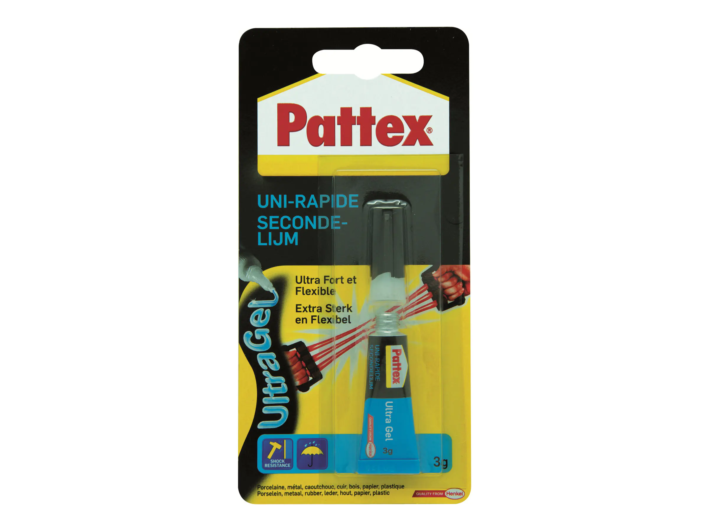 Pattex Sekundenkleber Ultra Gel Gummi, Leder, Keramik, Holz, Pappe Punktdüse 3g