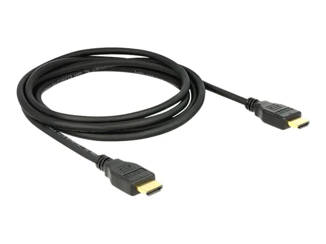 Delock - HDMI-Kabel mit Ethernet - HDMI männlich zu HDMI männlich - 2 m - dreifach abgeschirmtes Twisted-Pair-Kabel - Schwarz - 4K Unterstützung Delock - HDMI-Kabel mit Ethernet - HDMI männlich zu HDMI männlich - 2 m - dreifach abgeschirmtes Twisted-Pair-Kabel - Schwarz - 4K Unterstützung