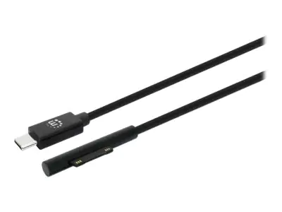 Manhattan USB-C to Surface Connect Cable, 1.8m, Male to Male. 15V/3A, Black, Lifetime Warranty, Polybag - USB-Kabel - 24 pin USB-C (M) zu Surface Connect (M) - 15 V - 3 A - 1.8 m - unterstützt Stromversorgung - Schwarz - für Microsoft Surface Book 3, Go 2
