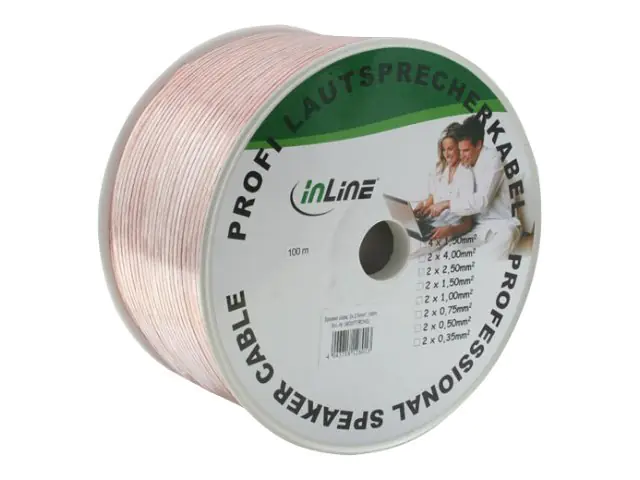 InLine - Lautsprecherkabel - 2.5 mm² - ohne Stecker zu ohne Stecker - 100 m - durchsichtig