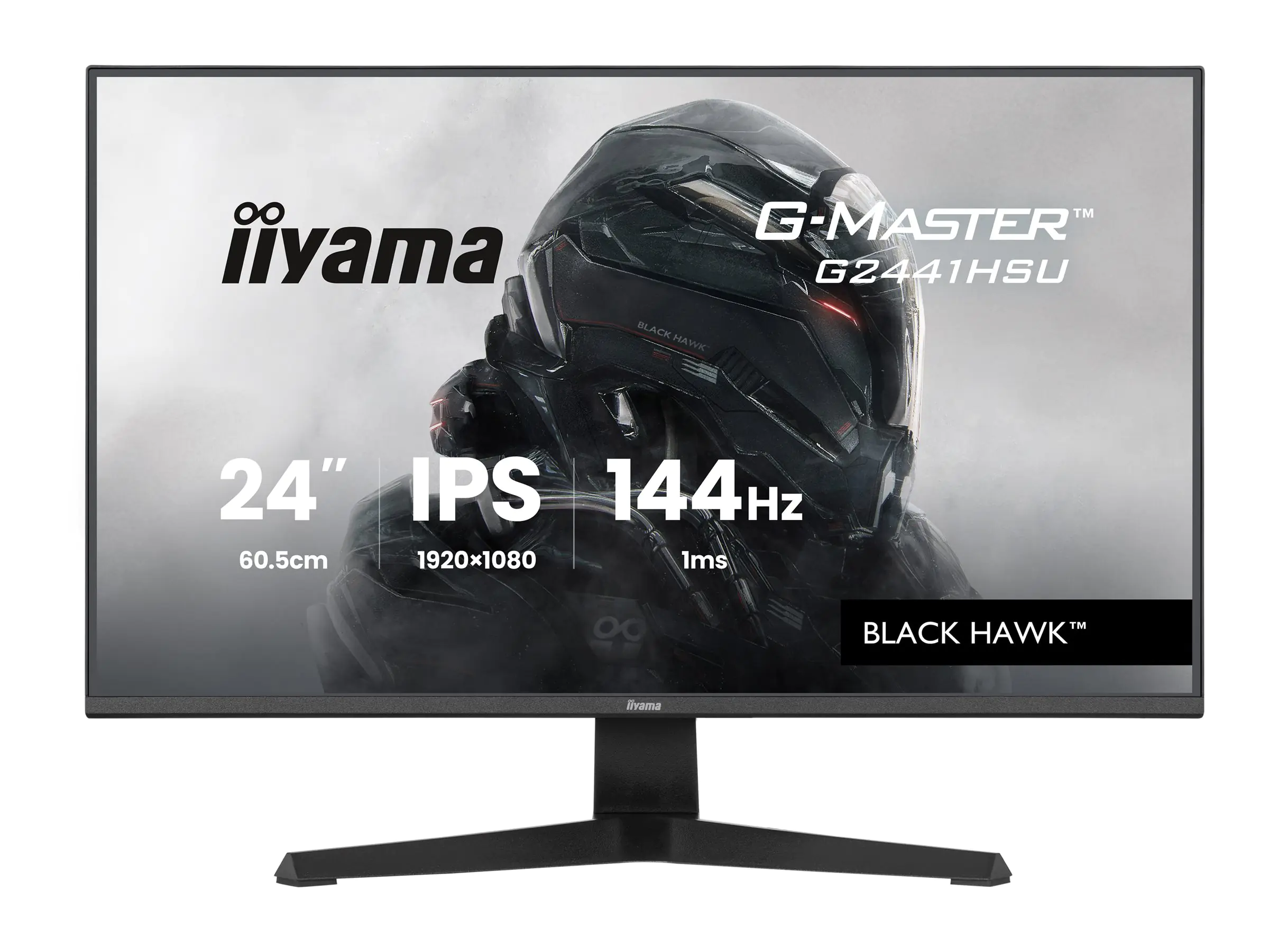 Iiyama G-MASTER Black Hawk G2441HSU-B1 - LED-Monitor - Gaming - 61 cm (24") - 1920 x 1080 Full HD (1080p) @ 144 Hz - IPS - 350 cd/m² - 1500:1 - 1 ms - HDMI, DisplayPort - Lautsprecher - mattschwarz