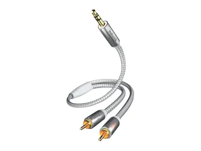in-akustik Premium Audio - Audiokabel - Mini-Stecker männlich zu RCA x 2 männlich - 3 m - Doppelisolierung - weiß, Silber