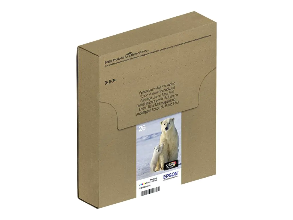 Epson 26 Multipack Easy Mail Packaging - 4er-Pack - 19.7 ml - Schwarz, Gelb, Cyan, Magenta - Original - Tintenpatrone - für Expression Premium XP-510, 520, 600, 605, 620, 625, 700, 720, 800, 820